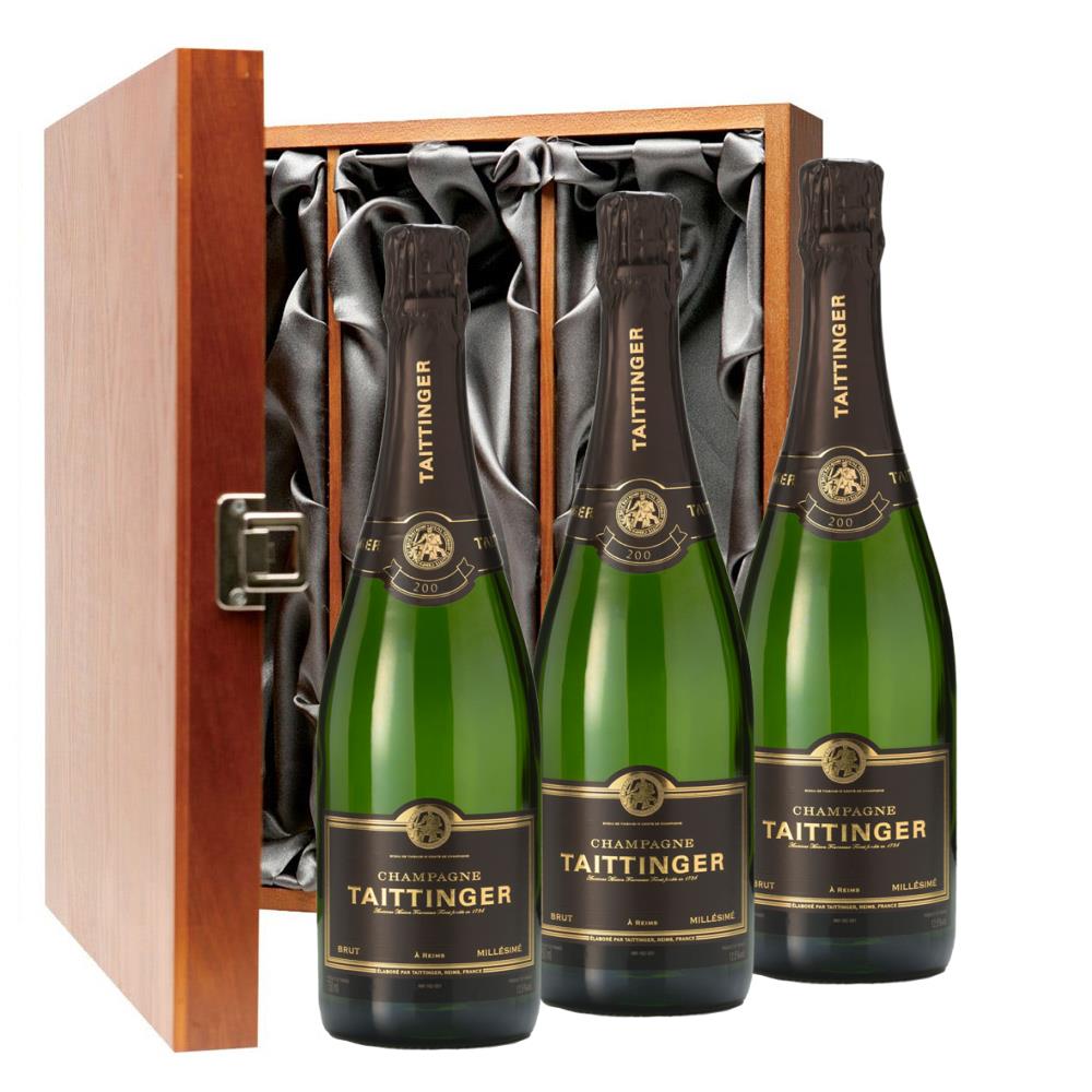 Taittinger Brut Vintage Champagne 2014 75cl Three Bottle Luxury Gift Box